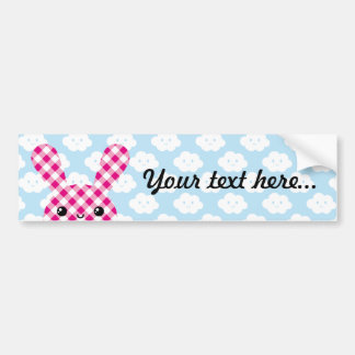 Kawaii chequered rabbit bumper sticker