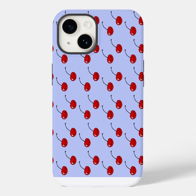 kawaii cherries blue pattern Case-Mate iPhone case (Back)