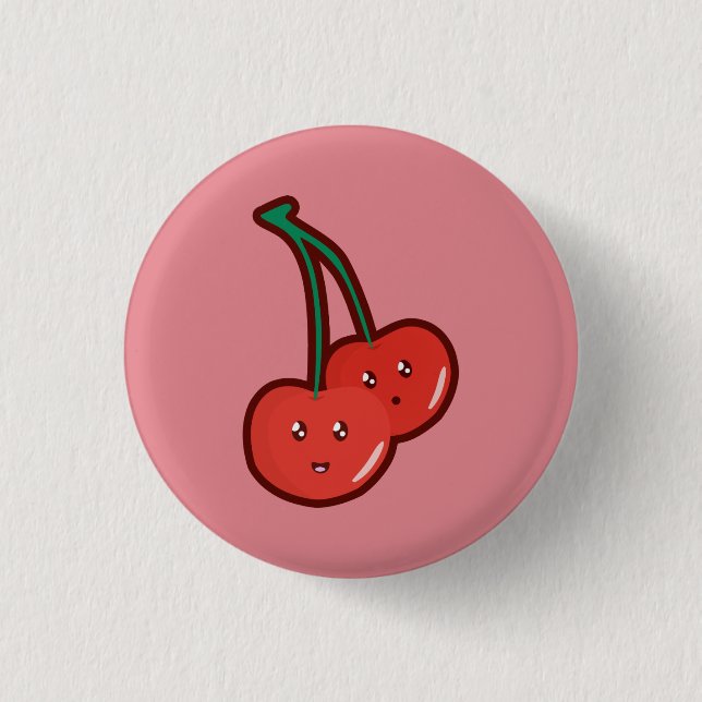 Kawaii Cherry 1 Inch Round Button (Front)