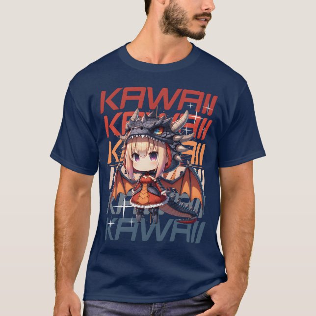 Kawaii Chibi Anime Dragon family T-Shirt (Front)