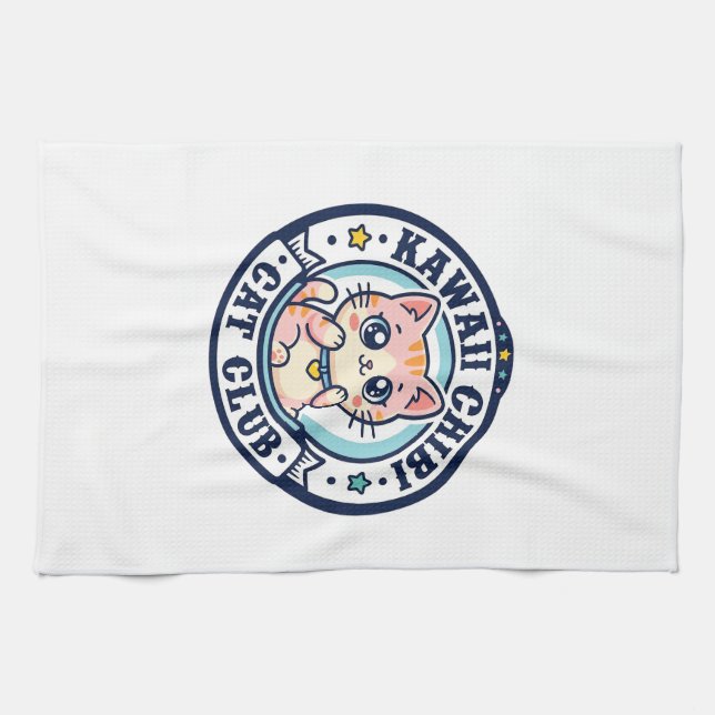 Kawaii Chibi Cat Cat Mom Gift Idea - Kawaii Chibi  Kitchen Towel (Horizontal)
