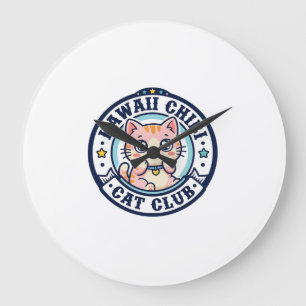Kawaii Chibi Cat Cat Mom Gift Idea - Kawaii Chibi Large Clock