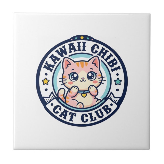 Kawaii Chibi Cat Cat Mom Gift Idea - Kawaii Chibi  Tile (Front)
