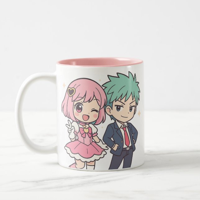 Kawaii Chibi Couple Anime Mug Cute Cadeau (Gauche)