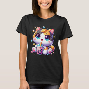 Kawaii Chibi Cute Kitten Cat Boba Japanese Aesthet T-Shirt