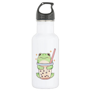 Kawaii Chibi Frog Hugging Bubble Tea Cup 532 Ml Water Bottle