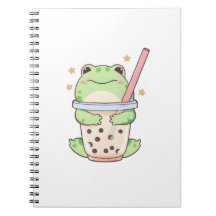 Kawaii Chibi Frog Hugging Bubble Tea Cup