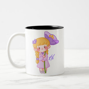 Kawaii Chibi Girl Mug   Cute Flower Girl Coffee Mu