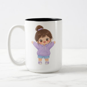Kawaii Chibi Girl Purple Dress Mug Cute Anime mu