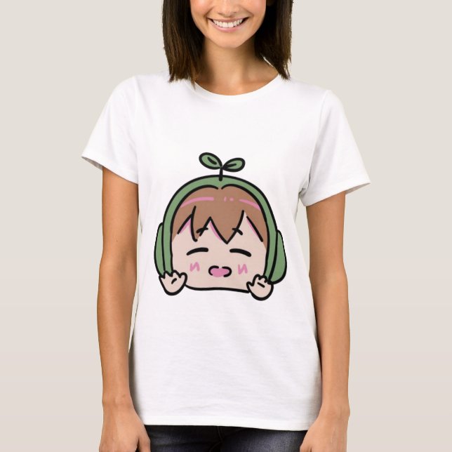 Kawaii Chibi Leaf Head Cute Face Tote Bag T-Shirt (Front)