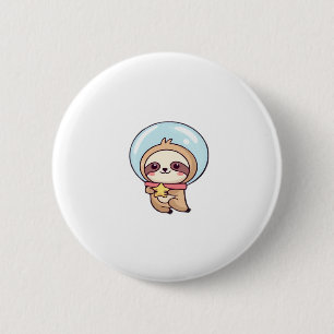Kawaii Chibi Sloth Astronaut � Cute Space Sloth Ca 2 Inch Round Button