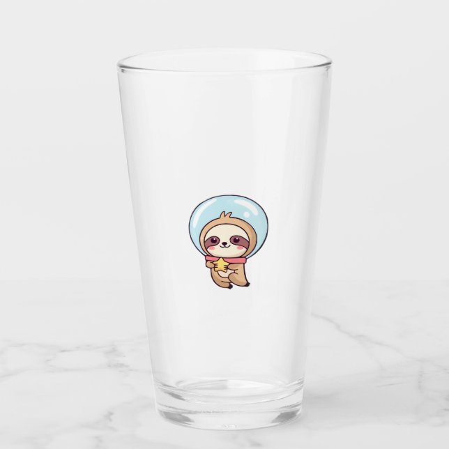 Kawaii Chibi Sloth Astronaut � Cute Space Sloth Ca Glass (Front)