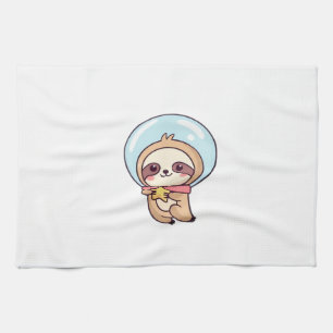 Kawaii Chibi Sloth Astronaut � Cute Space Sloth Ca Kitchen Towel
