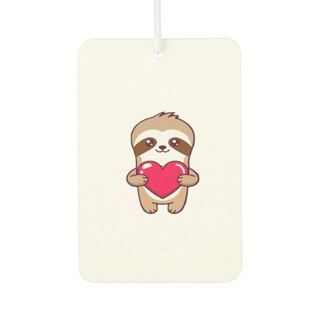 Kawaii Chibi Sloth Hugging Heart � Cute Adorable S Air Freshener (Front)