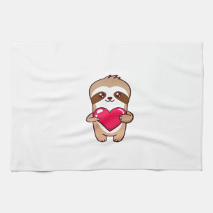 Kawaii Chibi Sloth Hugging Heart � Cute Adorable S Kitchen Towel