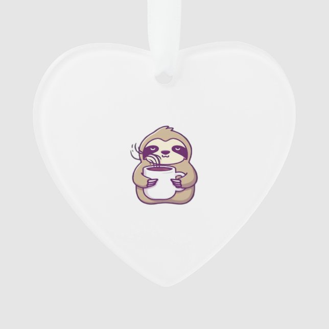 Kawaii Chibi Sloth with Coffee Mug � Cute Sleepy A Ornament (Front)