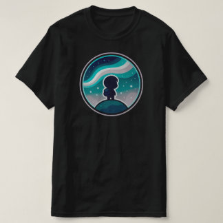 Kawaii Chibi Traveller Under Aurora | BLACK ONLY T-Shirt