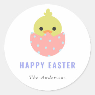 Kawaii Chick Happy Easter Cute Soft Pastel Colours Classic Round Sticker