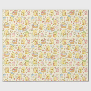 Kawaii Chicken Picnic Pattern Wrapping Paper