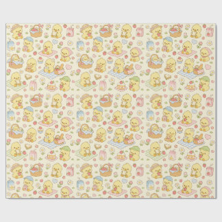 Kawaii Chicken Picnic Pattern Wrapping Paper
