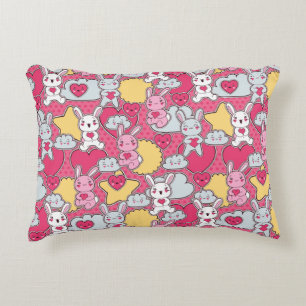Kawaii Child Pattern with Cute Doodles 2 Accent Pillow