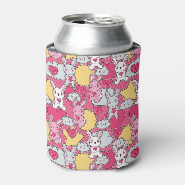 Kawaii Child Pattern with Cute Doodles 2 Can Cooler (Can Front)
