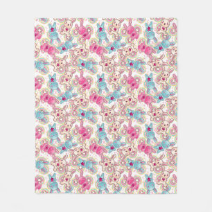 Kawaii Child Pattern with Cute Doodles 2 Fleece Blanket