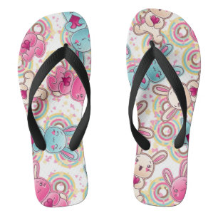 Kawaii Child Pattern with Cute Doodles 2 Flip Flops