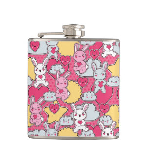 Kawaii Child Pattern with Cute Doodles 2 Hip Flask