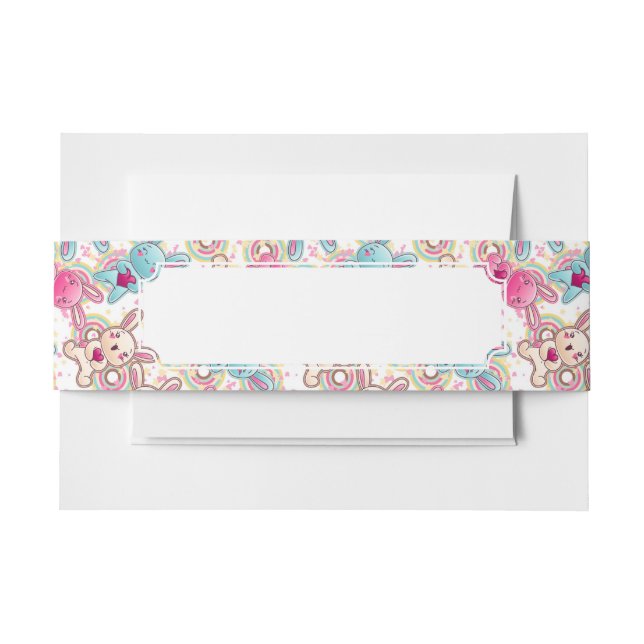 Kawaii Child Pattern with Cute Doodles 2 Invitation Belly Band (Front Example)