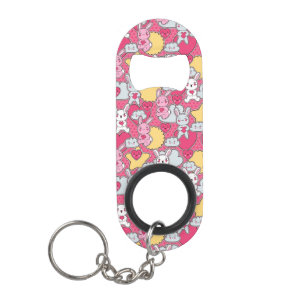 Kawaii Child Pattern with Cute Doodles 2 Keychain Bottle Opener