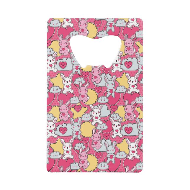 Kawaii Child Pattern with Cute Doodles 2 Wallet Bottle Opener (Front)