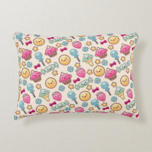 Kawaii child pattern with cute doodles accent pillow