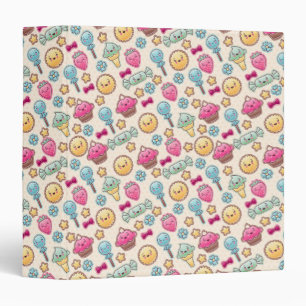 Kawaii child pattern with cute doodles binder