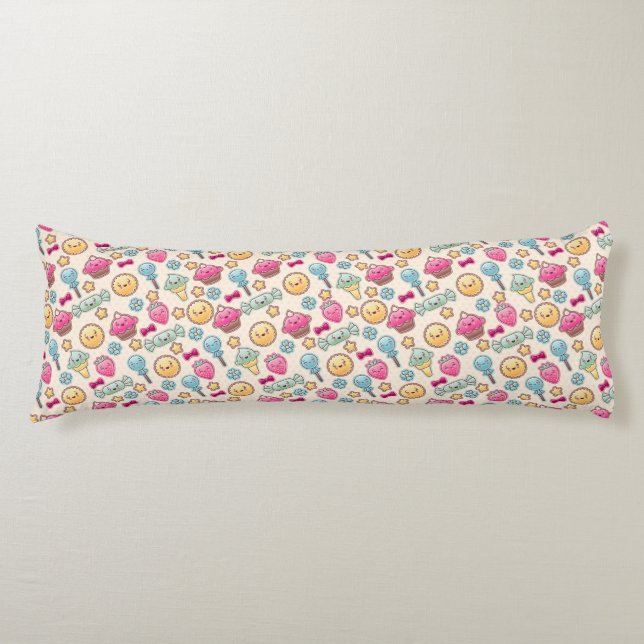 Kawaii child pattern with cute doodles body pillow (Front)