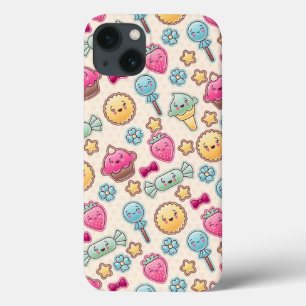 Kawaii child pattern with cute doodles iPhone 13 case