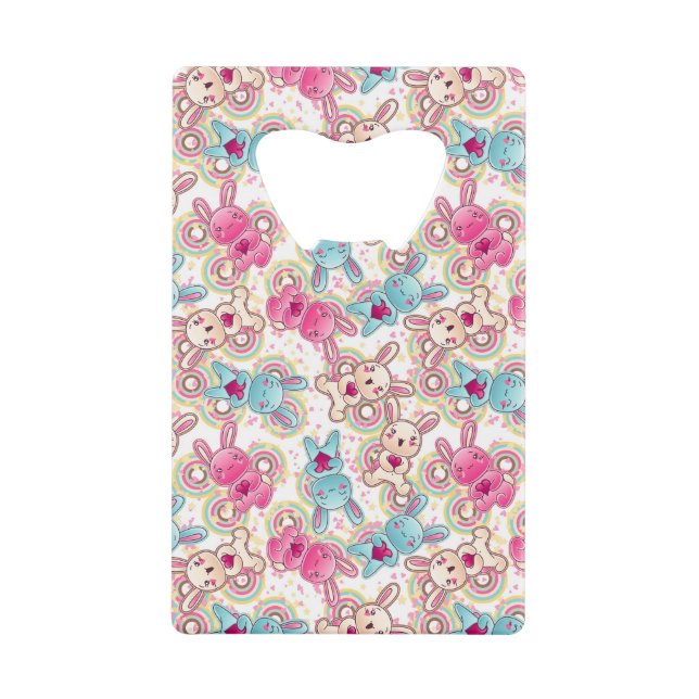 Kawaii Child Pattern with Cute Doodles Credit Card Bottle Opener (Front)
