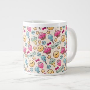 Kawaii child pattern with cute doodles large coffee mug