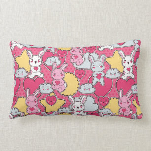 Kawaii Child Pattern with Cute Doodles Lumbar Pillow