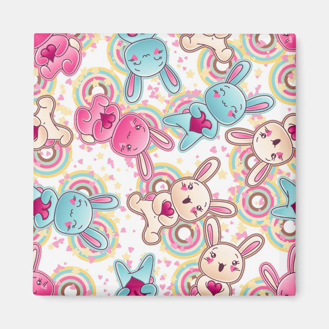 Kawaii Child Pattern with Cute Doodles Magnet (Front)