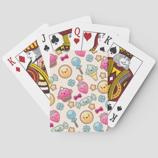 Kawaii child pattern with cute doodles playing cards (Back)