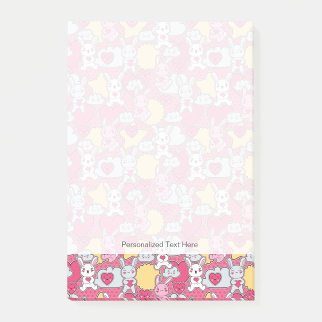Kawaii Child Pattern with Cute Doodles Post-it Notes (Front)
