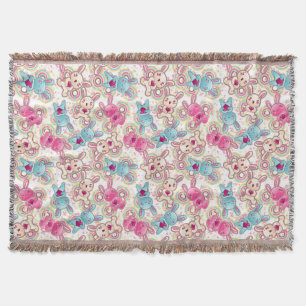 Kawaii Child Pattern with Cute Doodles Throw Blanket