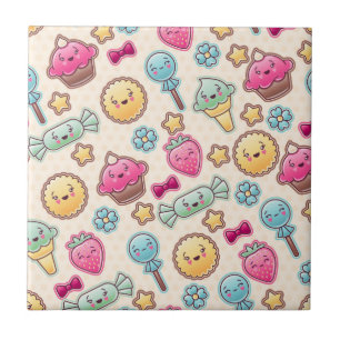 Kawaii child pattern with cute doodles tile