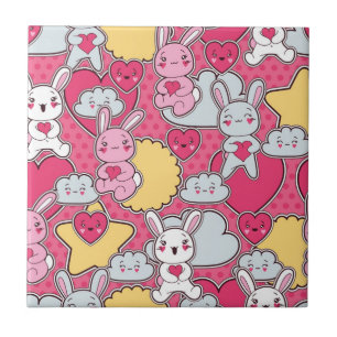Kawaii Child Pattern with Cute Doodles Tile
