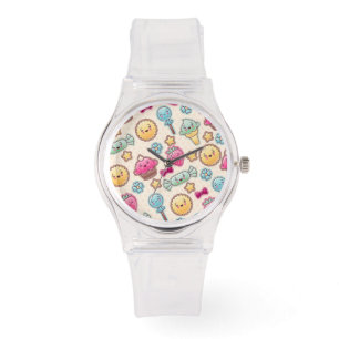 Kawaii child pattern with cute doodles watch