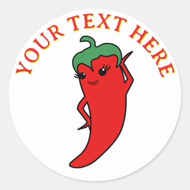 Kawaii Chili Pepper Diva Custom Classic Round Sticker (Front)