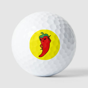 Kawaii Chili Pepper Diva Custom Golf Balls