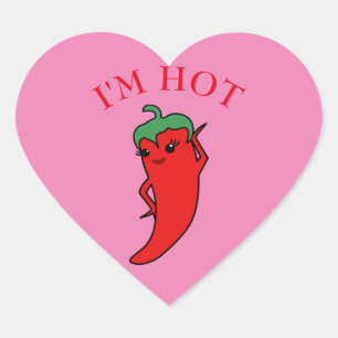 Kawaii Chili Pepper Diva Custom Heart Sticker