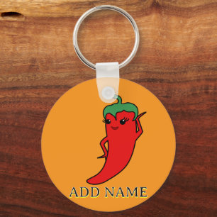 Kawaii Chili Pepper Diva Custom Keychain